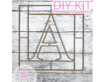 Square Monogram Letter A Frame Blank | Laser Cut Alphabet Outline | DIY Resin & Crushed Glass Art | Personalized Initial Wall Decor Made USA