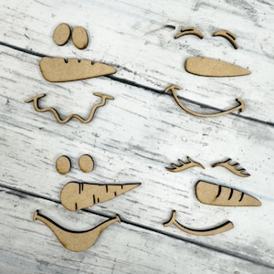 Snowman Faces ONLY – Blank Wood Pieces | DIY Craft Kit Add-On | Unfinished Laser Cut Wood Faces for Snowman Crafts and Winter Decor