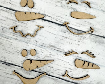 Snowman Faces ONLY – Blank Wood Pieces | DIY Craft Kit Add-On | Unfinished Laser Cut Wood Faces for Snowman Crafts and Winter Decor