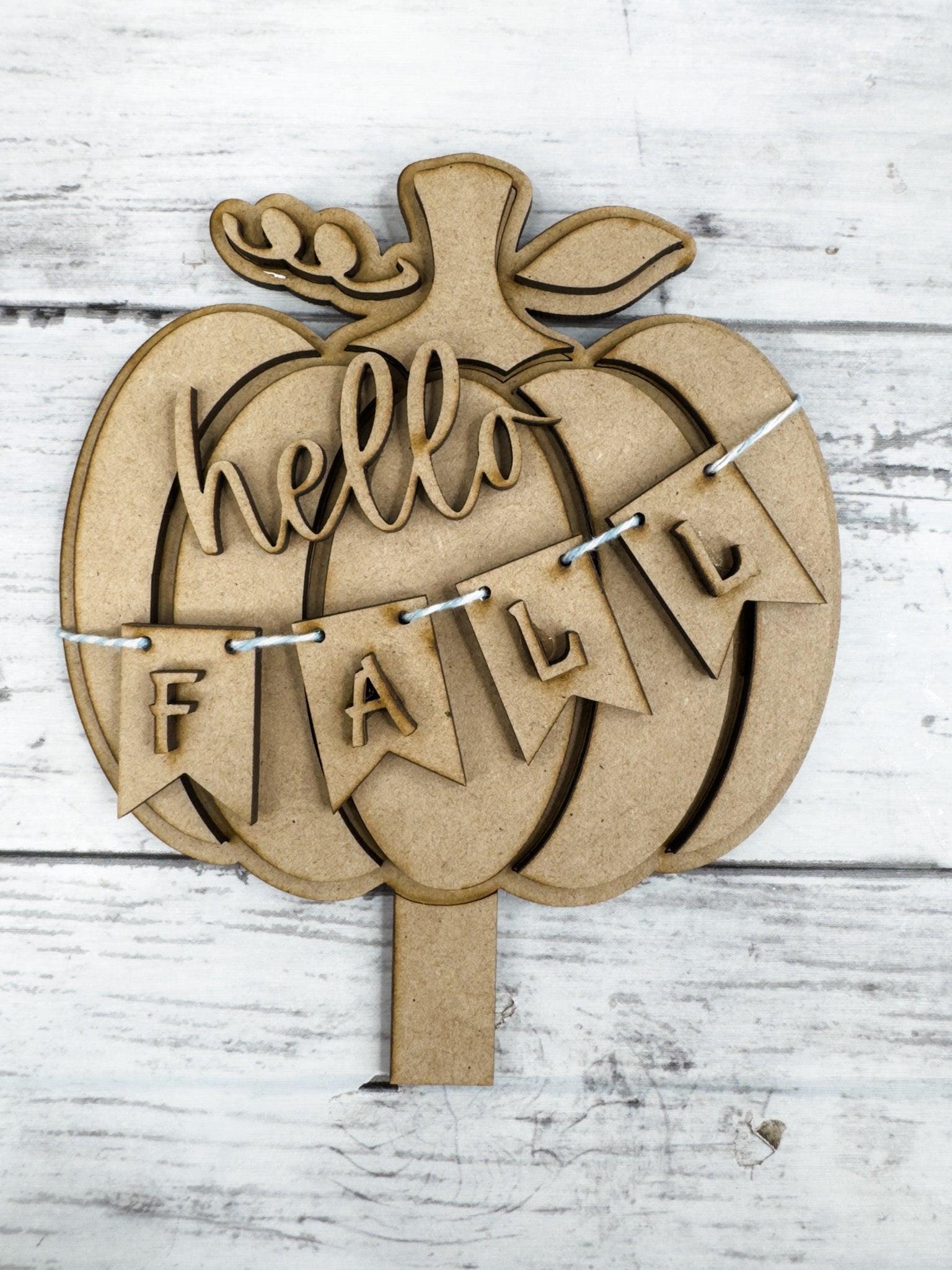 Hello Fall Pumpkin Insert for Interchangeable Spindle Base | Fall Cozy ...