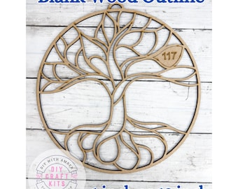 Unfinished Style 117 Tree of Life Laser Cut Wood Outline Frame Blank DIY | Spring Sun Catcher Resin Crushed Glass Decor Faux Stained Glass