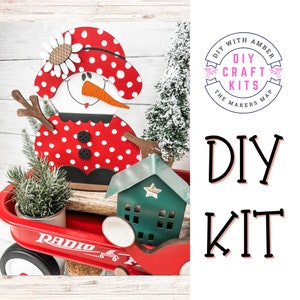 Chunky Snow Girl Woman Unfinished Wood Craft DIY Kit Blank Primitive Style | Winter Christmas Xmas Snow man Winter Shelf Sitter Mantle Decor