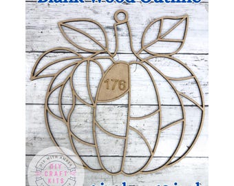 Unfinished Style 176 Pumpkin Laser Cut Wood Outline Frame Blank DIY | Wood Pumpkin Fall Sun Catcher Resin Decor Faux Stained Crushed Glass