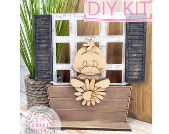 Duck with Flower Hugger DIY Craft Kit | Summer Duck Gift | Interchangeable Decor | Wood Duck Cutout | Seasonal Decor | Adult Crafting ck2723