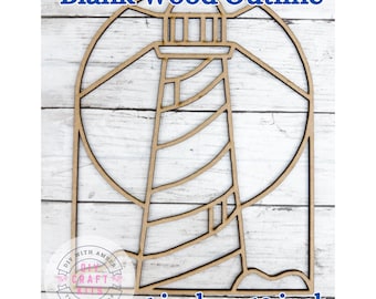 Unfinished Style 2 Arch Lighthouse Laser Cut wood Outline Frame Blank DIY | Sun Catcher Resin Crushed Glass Decor | Faux Stained Glass