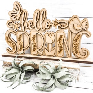 Hello Spring Shelf Sitter Sign DIY Kit | Farmhouse Decor | Spring ...