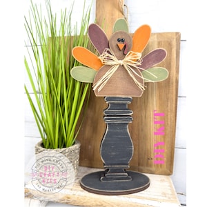 Turkey Insert for Interchangeable Spindle Base | Fall Mantle Decor | Autumn Harvest | Wooden Thanksgiving Cutout | DIY Craft Kit