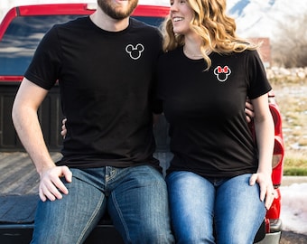 Left Chest Mouse Couples Shirts - Adult T Shirts