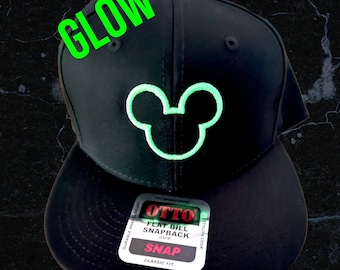 Custom Glow in the Dark Mouse Embroidered Stitch Puff Hat | Youth & Adult