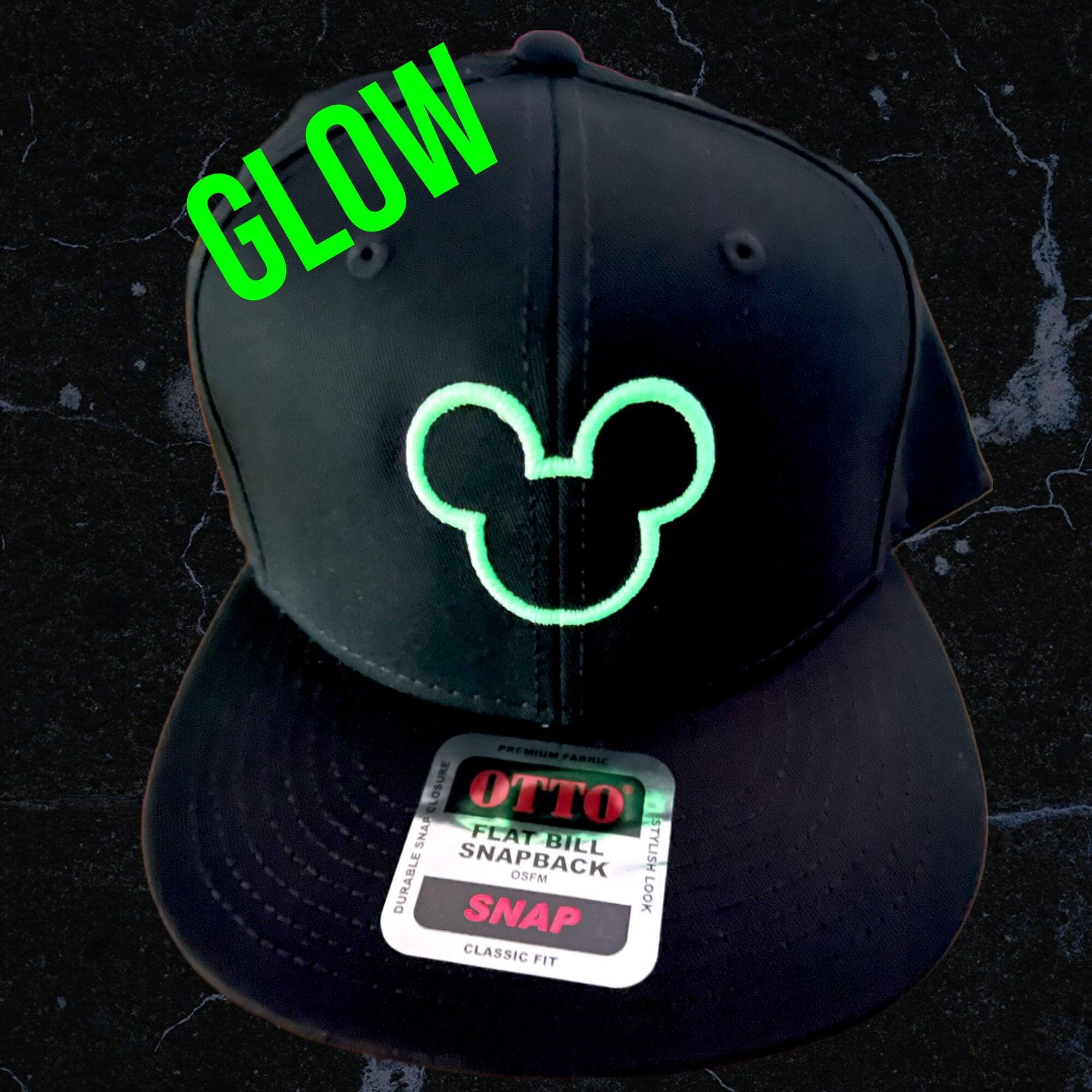 Custom Glow in the Dark Mouse Embroidered Stitch Puff Hat Youth