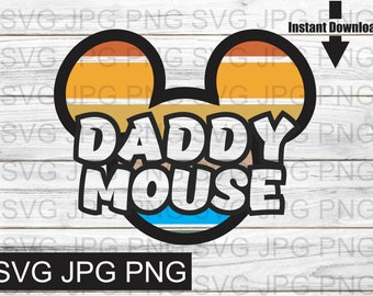 Daddy Mouse Ears Retro Design and SVG, PDF, PNG, vector file