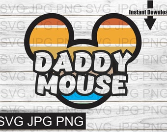 Daddy Mouse Ears Retro Design and SVG, PDF, PNG, vector file