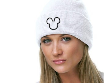 Mouse Puff Embroidered Beanie