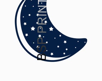Moon Star PNG SVG PDF : Instant Download