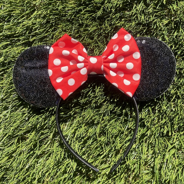 Magic Mouse Sequin ears with Polka dot Bow | 4 Colors
