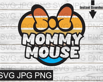 Mommy Mouse Ears Retro Design and SVG, PDF, PNG, vector file
