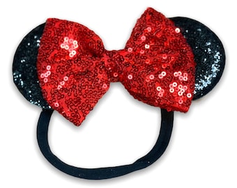Mouse Sequin Nylon Stretchy Headband All Ages | 8 styles