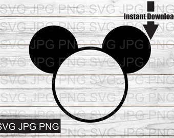 Mouse Ears Circle outline SVG vector file for Glowforge, Cricut, Design file.