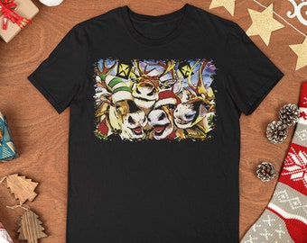 Reindeer Smiles Holiday T-shirt | Black