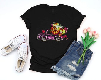 Pink Harvest Fall Vintage T-shirt | Black