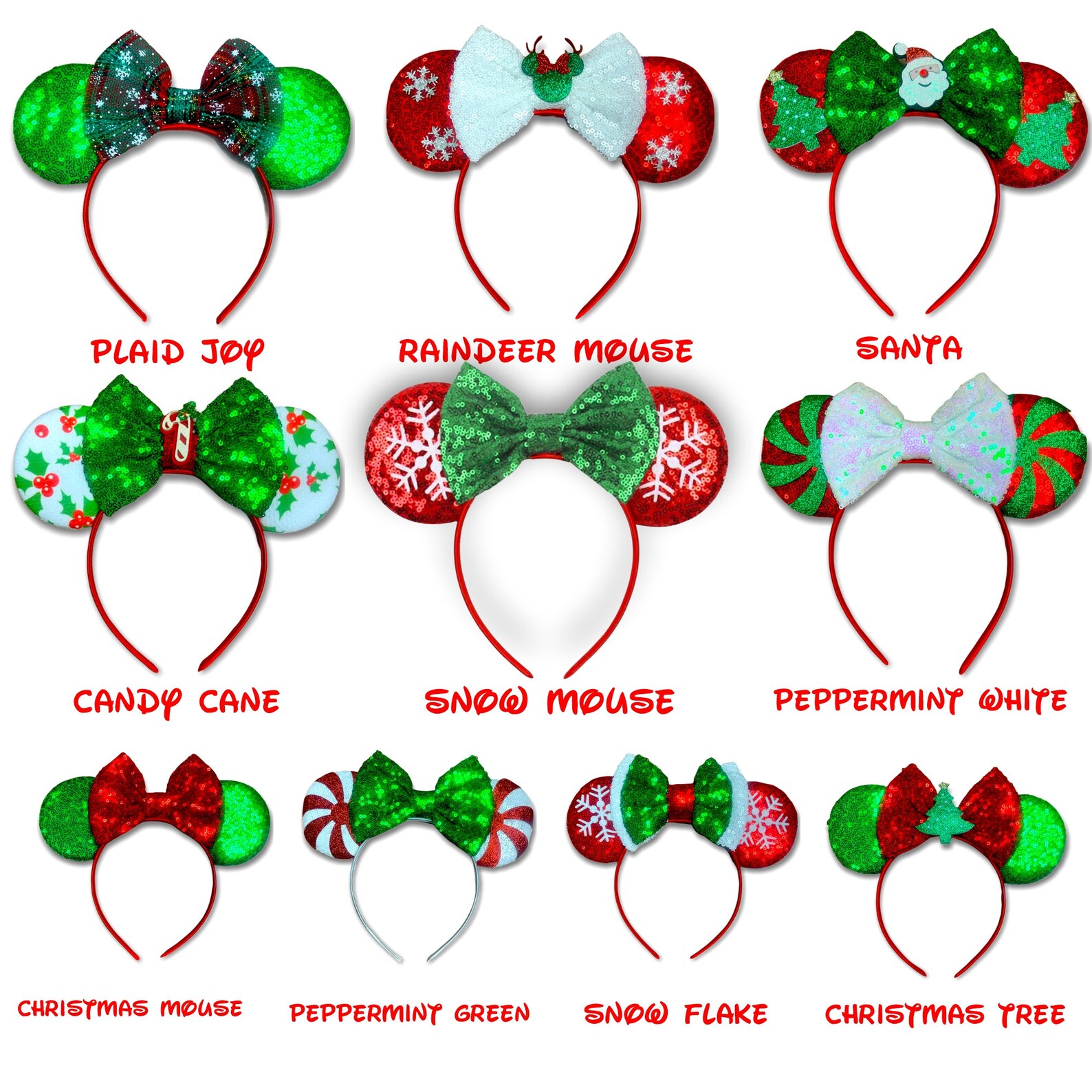 Magic Mouse Sequin Christmas Headband Ears 9 Styles to Choose Etsy