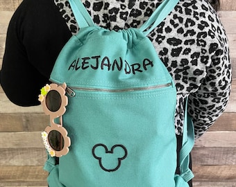Mouse Cinch Tote Bag w/personalized embroidered Name | Drawstring Bags | Backpack | Custom Bags | Customizable