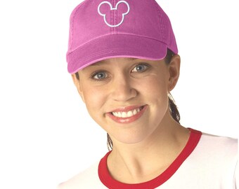 Denim Mouse Embroidered Puff Customizable Hats