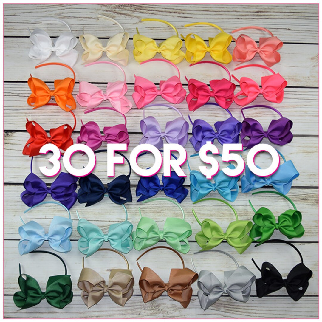 Bargain Bows/6 Inch Bow Hard HEADBANDS /BEST SELLER/ 30 Etsy