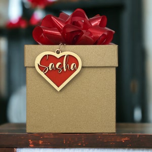 Custom Wooden Heart Gift Name Tag - Laser Engraved Personalization for a Touch of Elegance
