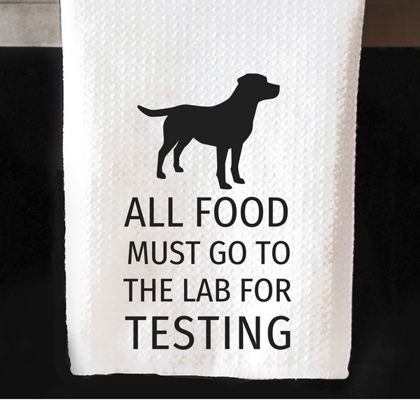 Black labrador, black lab, funny dish towel, funny kitchen towel, lab owner, lab lover gift, lab owner gift, do kitchen towel, lab and food