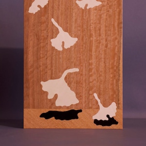 Ginkgo Fall, Marquetry wood veneered art wall panel