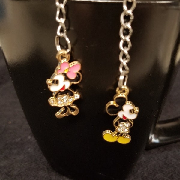 Tea Infuser with Mickey or Minnie Enamel Charms in a colorful gift bag