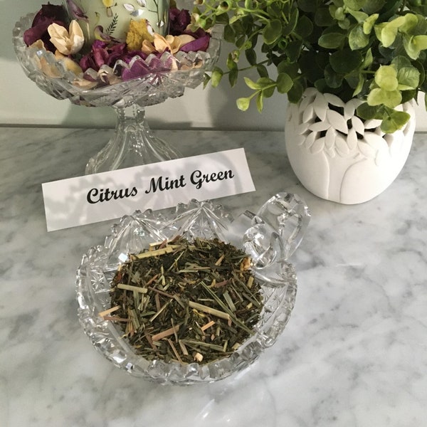 Citrus Mint Green Loose Leaf Tea - Our 1 oz. resealable fresh-pack makes about 14 delicious cups