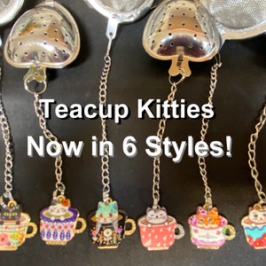 Tea Infuser with "Teacup Kitty" Enamel Charms in a lovely gift bag