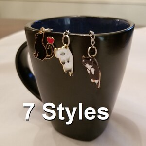 Tea Infuser with Hanging Kitty Enamel Charms in a lovely gift bag image 1