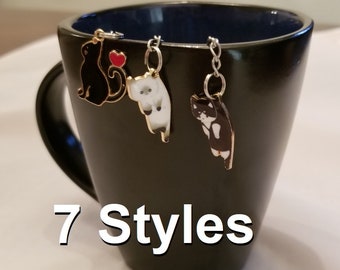 Tea Infuser with "Hanging Kitty" Enamel Charms in a lovely gift bag