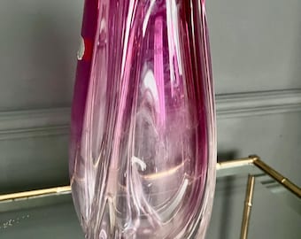 Val St Lambert Crystal Vase, 1960s, 1950s