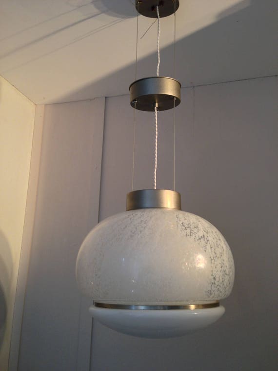 Murano Mazzega Monumental Chandelier White Glass Pendant - Murano 13 Glass Pendant Lamp Shade Murano Mazzega Monumental Chandelier White Glass Pendant - Murano 13 Glass Pendant Lamp Shade