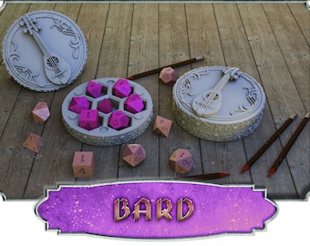 Bard Class Themed Dice Case for DnD and Tabletop RPG  board games Die Holder
