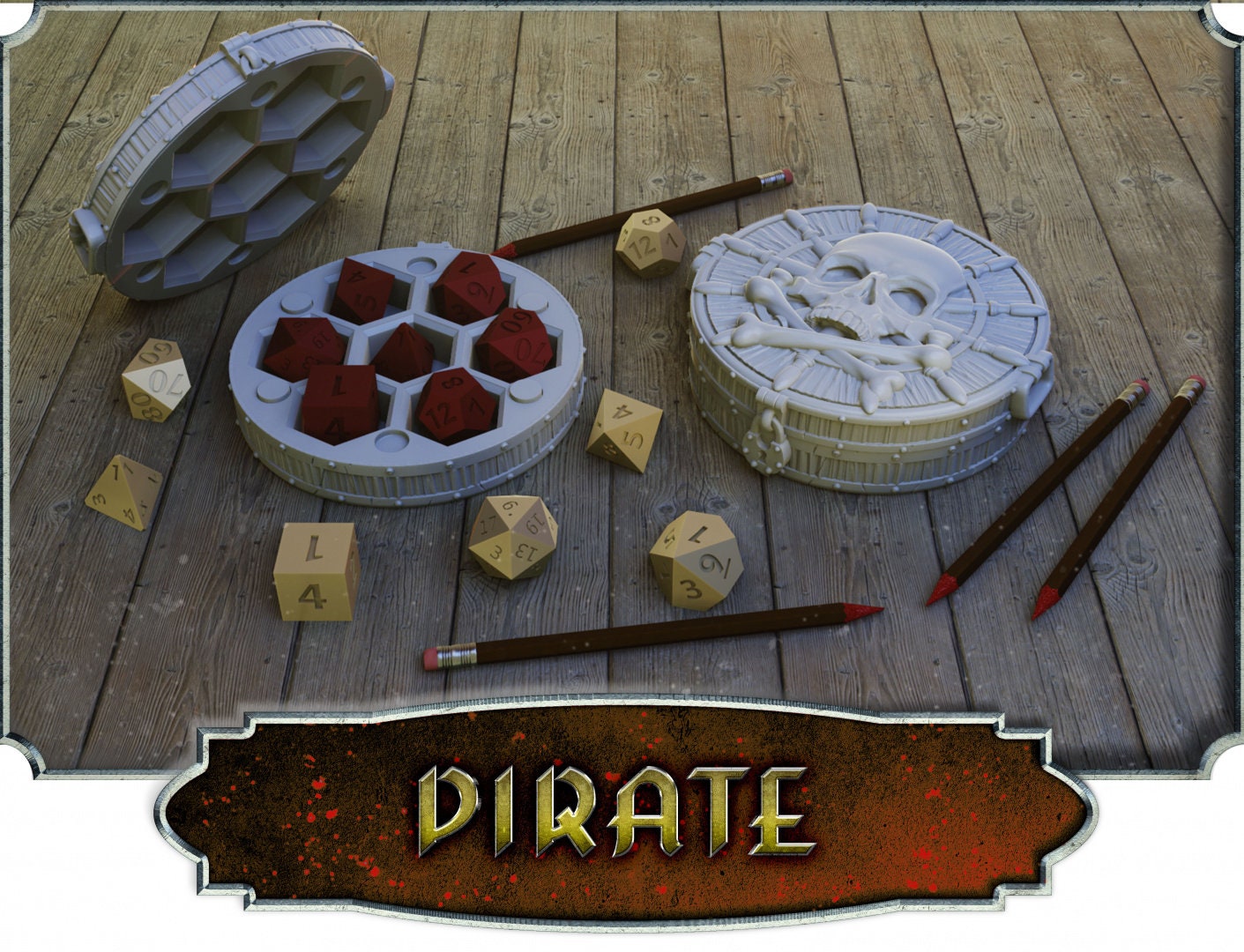 Pirate Themed Dice Case for DnD and Tabletop RPG  board games Die Holder