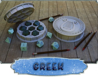 Ancient Greek Themed Dice Case for DnD and Tabletop RPG  board games Die Holder
