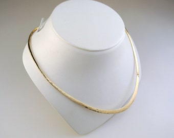 Gold Choker Necklace - Solid Gold Choker - Textured Gold Choker - Simple Gold Necklace - Simple Gold Collar