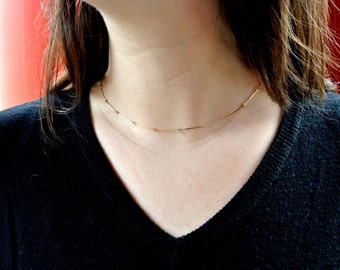 Thin Gold Necklace - Simple Gold Necklace - Bridal Jewelry -  Delicate Gold Chain - Rochester Jewelry