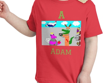 Tierisches Alphabet (Buchstabe A) individuelles Kleinkind-T-Shirt