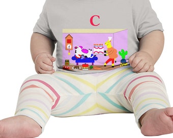 Alphabet des animaux (lettre C) T-shirt bébé personnalisé
