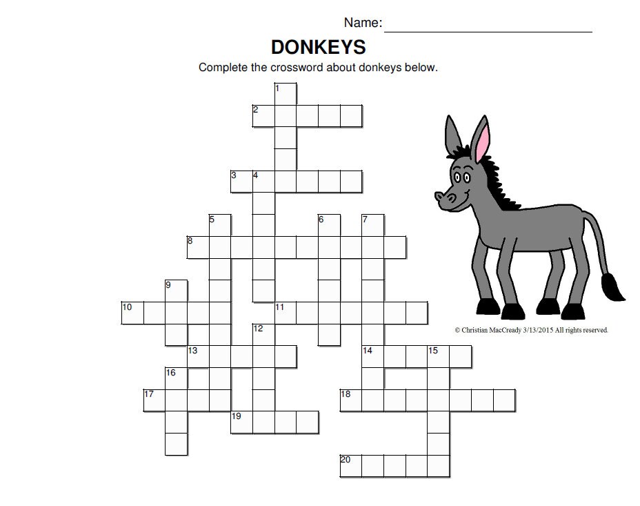 Donkeys Crossword Puzzle Etsy Donkeys Crossword Puzzle Etsy