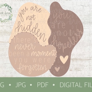 Digital Design | You Are Not Hidden | Rescue | Lauren Daigle | Hand Lettered | PNG | JPEG | PDF | Instant Download