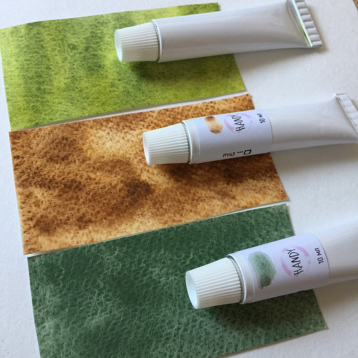 Handmade granulation watercolor paint set in tubes 3pcs Etsy