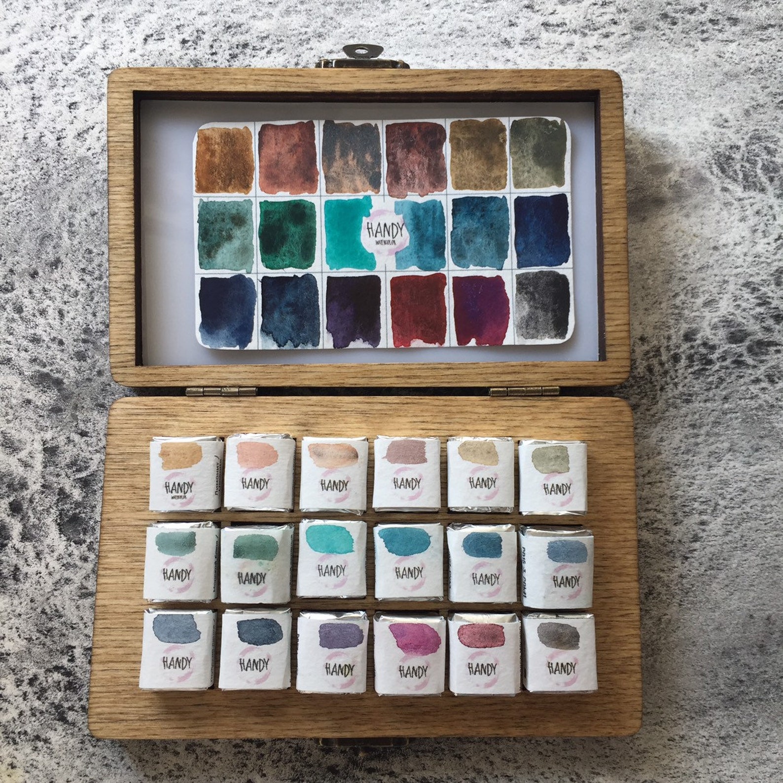 Watercolor paint set handmade 18 Granulation in Etsy