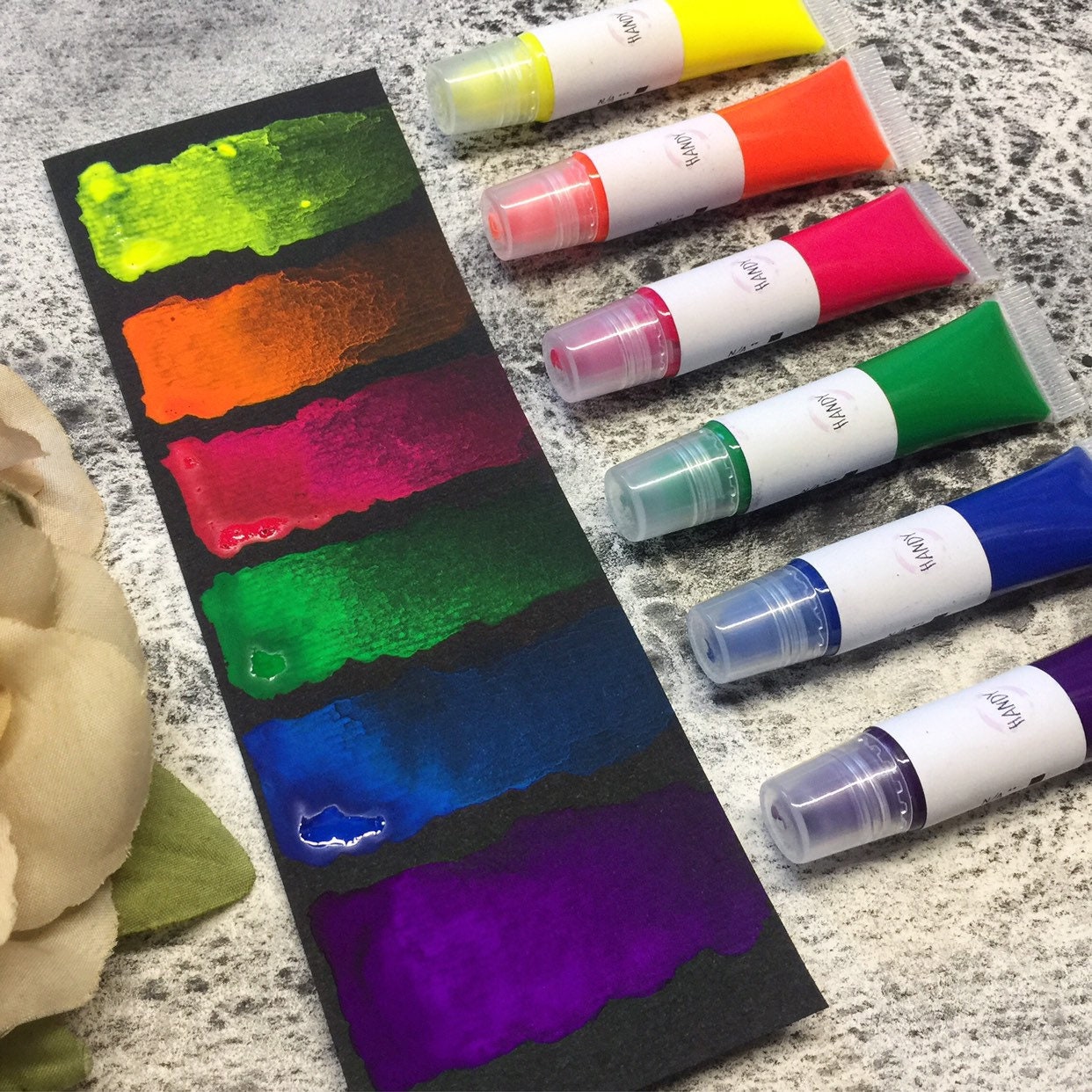 Watercolor paint set handmade Fluorescent Neon Etsy